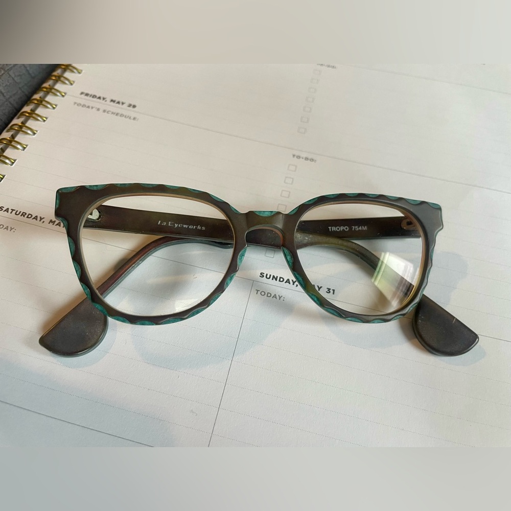La Eyeworks Tropo 754M Turquoise-Brown Patterned Eyeglass Frames